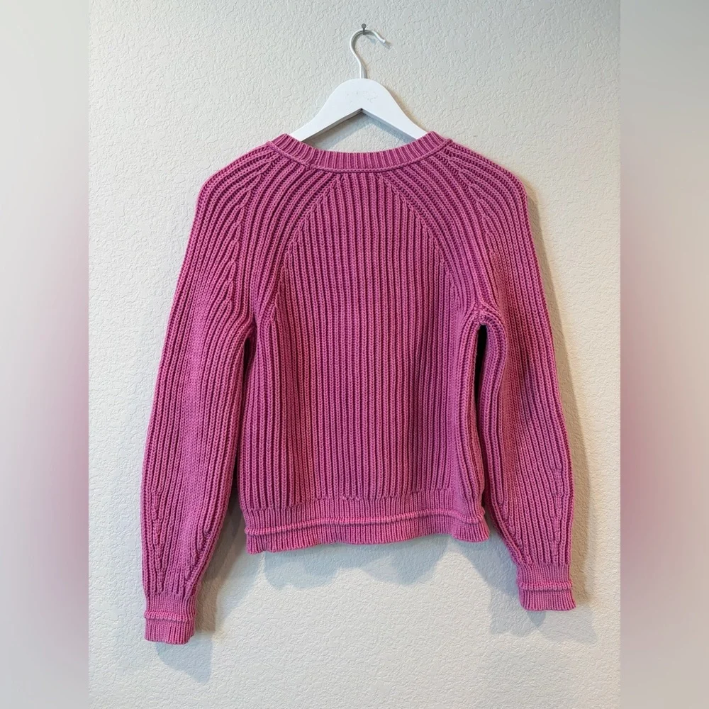 J. Crew Women’s Pink Chunky Knit Garment-washed crewneck sweater - Small